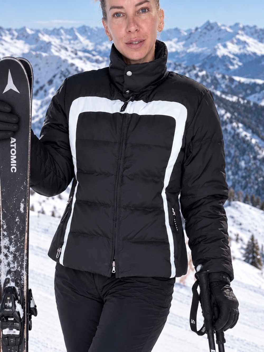 Bogner Black Ski Jacket with White Contrast Trim